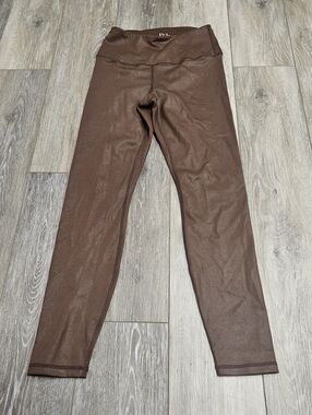 IVF Collective Shimmer Leggings Brown High Waist Reflective Logo Women's 4